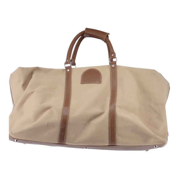 Parfums Lagerfeld Paris Le Club Travel Canvas Tote Duffel Bag Brown Tan XL VTG - Picture 11 of 14